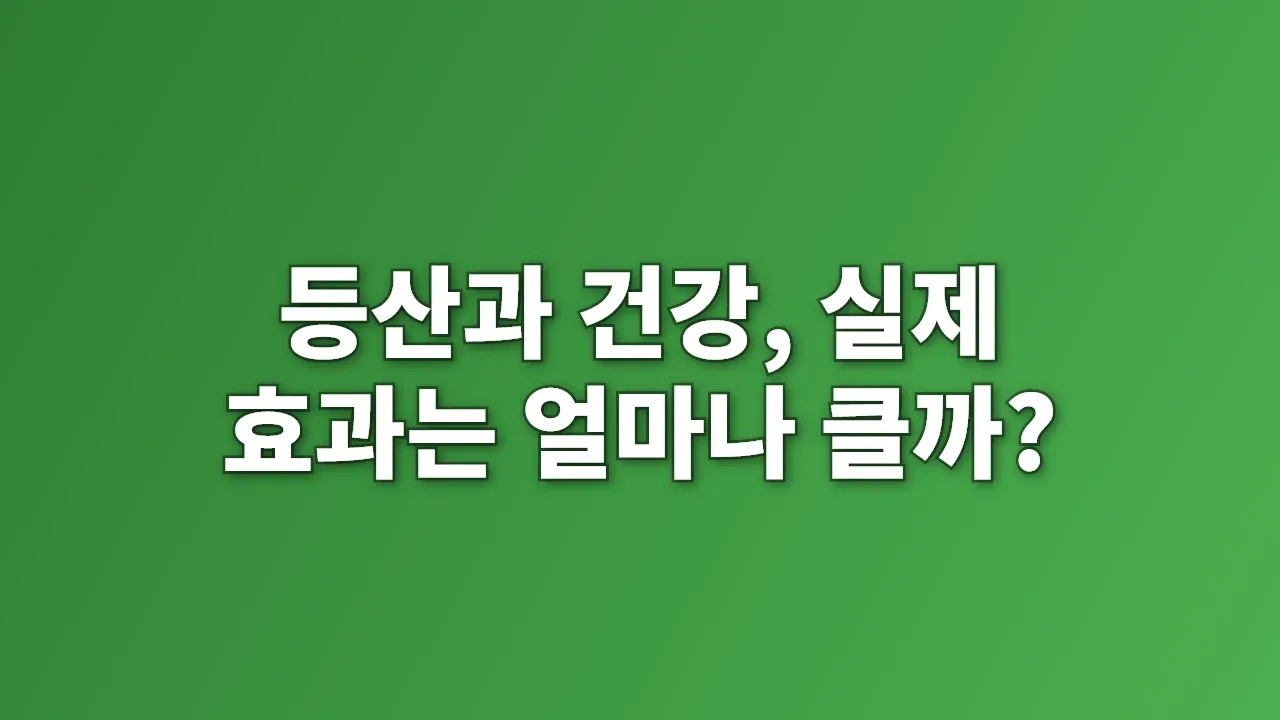 등산과 건강, 실제 효과는 얼마나 클까?